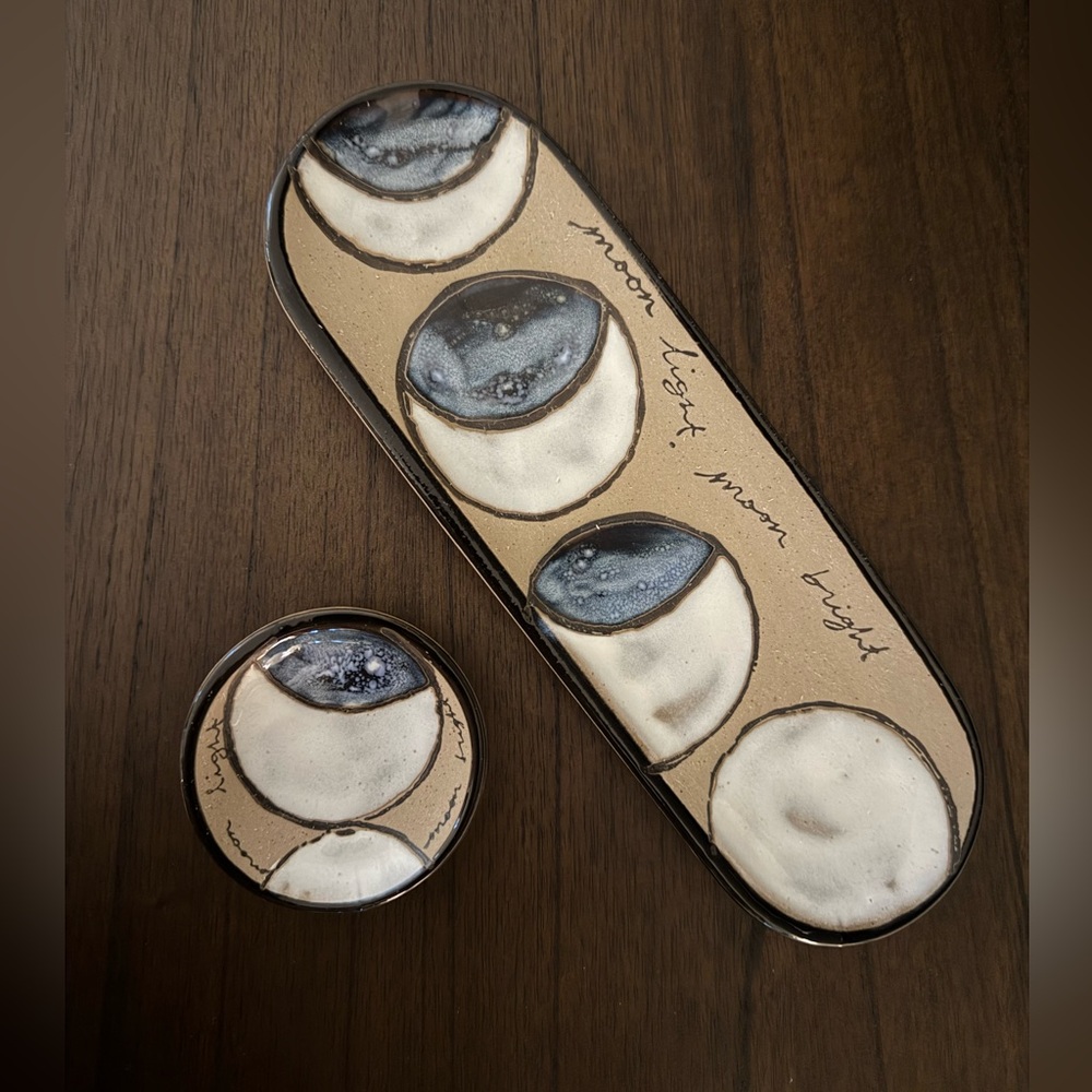 Anthropologie Moonlight Ceramic Trinket Dish Set